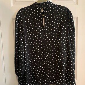 ELOQUII Elements Plus Black Polka Dot Long Sleeve
